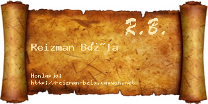 Reizman Béla névjegykártya